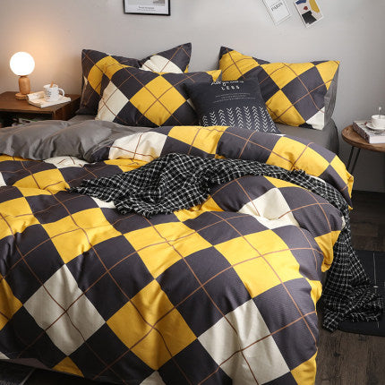 Importé - Ensemble Drap De Lit 4 Pièces + Housse de Couette 100% Coton