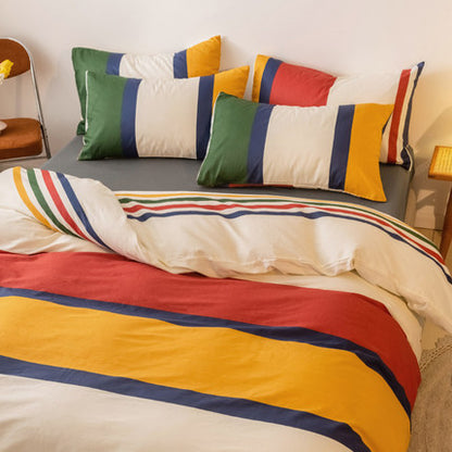 Importé - Ensemble Drap De Lit 4 Pièces + Housse de Couette 100% Coton