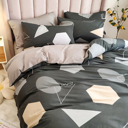Importé - Ensemble Drap De Lit 4 Pièces + Housse de Couette 100% Coton
