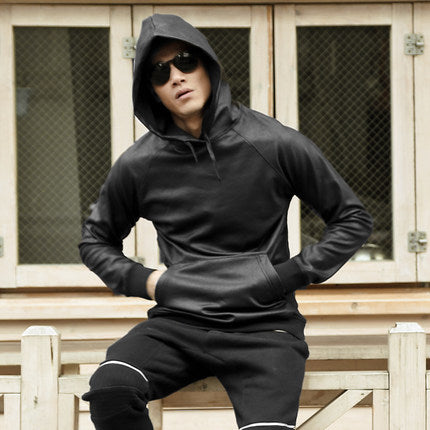 Importé - Pull Homme  Manche Décontractée Longues Avec Capuche En Cuir Stretch