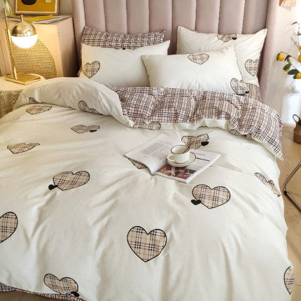 Importé - Ensemble Drap De Lit 4 Pièces + Housse de Couette 100% Coton