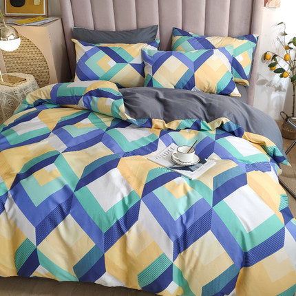 Importé - Ensemble Drap De Lit 4 Pièces + Housse de Couette 100% Coton