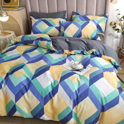 Importé - Ensemble Drap De Lit 4 Pièces + Housse de Couette 100% Coton
