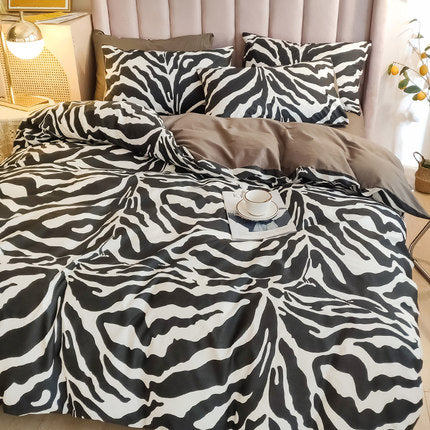 Importé - Ensemble Drap De Lit 4 Pièces + Housse de Couette 100% Coton