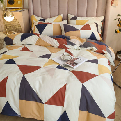 Importé - Ensemble Drap De Lit 4 Pièces + Housse de Couette 100% Coton