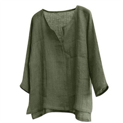 Importé - Chemise Homme Manches Longues 100% Lin Col V