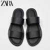 Importé - ZARA NEW - Sandales Homme A Lanières Bout Ouvert En Cuir Pu