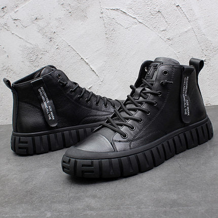 Importé - Chaussure Cuir Homme Basket Montante Décontractée