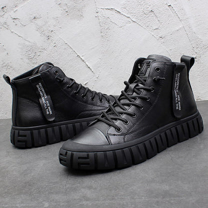 Importé - Chaussure Cuir Homme Basket Montante Décontractée