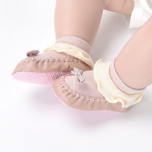 Importé - Lot de 2 paires de Chaussons Bébé/Enfants Antidérapant avec nœud de 0-3 ans