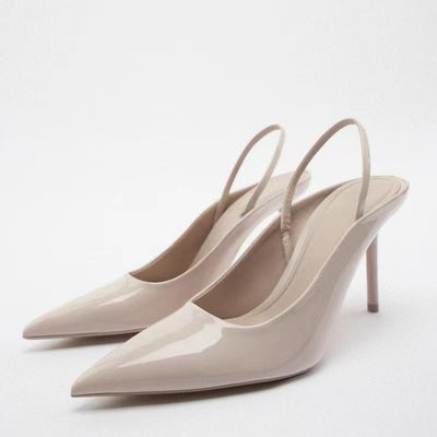 Importé - ZARA NEW - Chaussure Sandales Femme Verni À Haut Talons - Beige