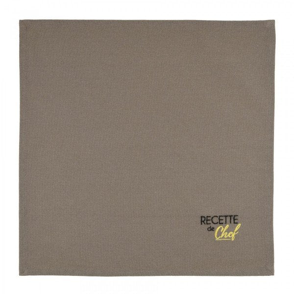 Serviette de Table en Textile-40x40cm-Set de-2pcs-Duo-Jaune-Moutarde-Taupe