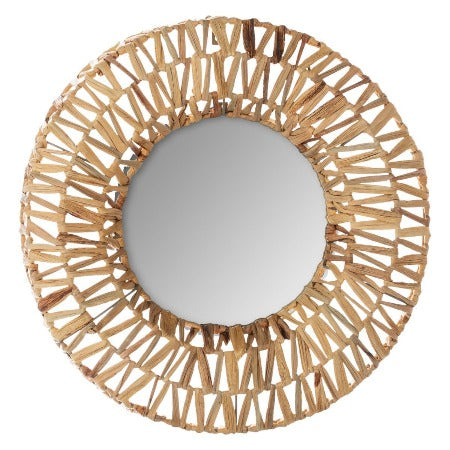 MIROIR ROND-45CM-CADRE EN METAL-PAPIER