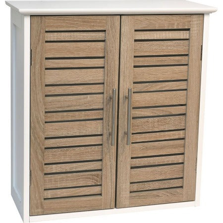 Meuble de sdb en mdf-2 portes-naturel-blanc