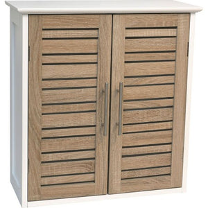 Meuble de sdb en mdf-2 portes-naturel-blanc