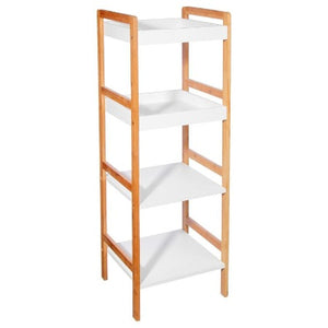 ETAGERE DE SDB EN BAMBOU – 4 NIVEAUX – NATURELLE BLANC