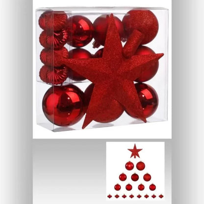 ACCESSOIRES DECO NOEL-18PCS-ROUGE-ASST