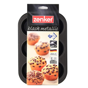 Muffin pour 6 muffins, Noir/Métallique – 11.02×7.48×1.18 pouces – Zenker 6534