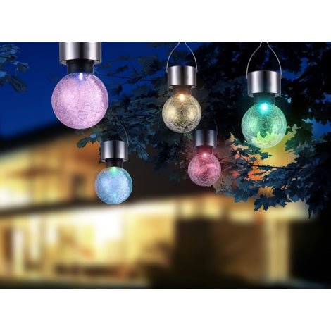 LAMPE SOLAIRE BOULE VERRE-MULTICOULEUR-ASST