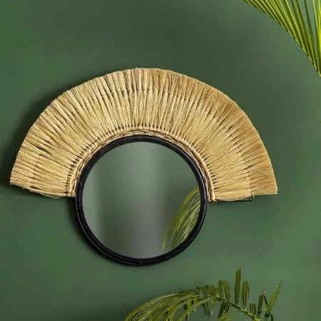 Miroir Mural Rond-75x2x55cm-Cadre en Fibre Semi-Rond
