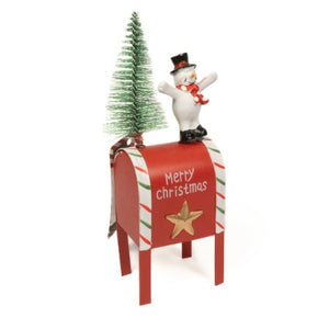 DECO NOEL-BOITE AUX LETTRES EN METAL-BONHOMME DE NEIGE-ASST