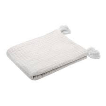 Plaid-125x150cm-en coton gopher écru deco franges