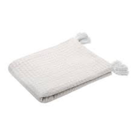 Plaid-125x150cm-en coton gopher écru deco franges