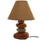Lampe de table-25x25x34cm-base en ceramique-4galets-marron-jaune-abj marron
