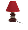 Lampe de table-25x25x34cm-base en ceramique-4galets-burgundy-beige abj-rouge