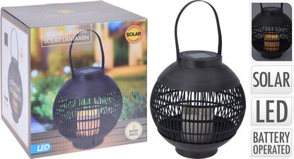 Lanterne Solaire En Plastique Effet Rotin+Bougie