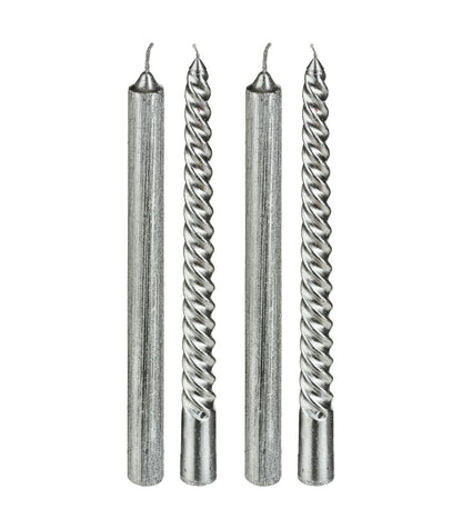Bougie Chandelle - 25cm-Set De 4pcs Paillète Argente - 129849AR