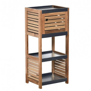 Meuble de sdb en acacia 2 etageres1 niche-83×36,5x30cm-naturel-noir