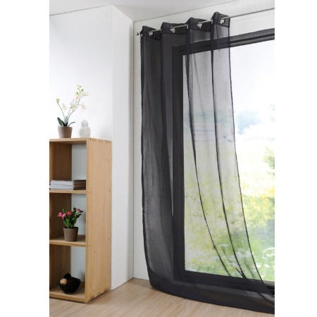 RIDEAU PRET A POSER -135X260CM- VOILAGE MONNA NOIR