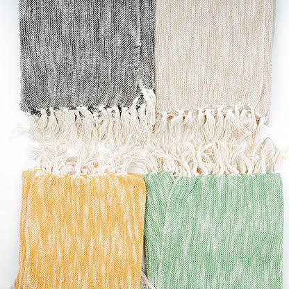 Plaid-130x170cm-en Coton Effet Jute Avec Franges Asst
