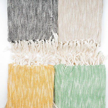 Plaid-130x170cm-en Coton Effet Jute Avec Franges Asst