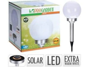 LAMPE SOLAIRE DE JARDIN FORME BOULE-15CM-BLANC EN POLYSTERENE