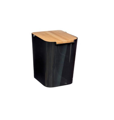 Poubelle de sdb-5L-en plastique-bambou-noir