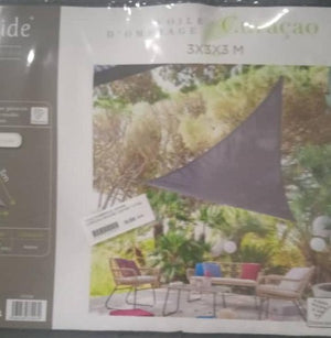 Voile D’ombrage Triangle -3x3x3m – Polyester – Gris