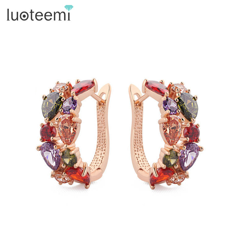Importé - Boucles D'oreilles en cristal de Zircon Multicolors