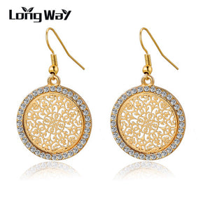 Importé - Boucles d'oreilles Motif Fleur Couleur Argent Or