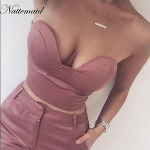 Importé - Tenue Deux Pièces Bustier Sexy Dos Nu + Pantalon