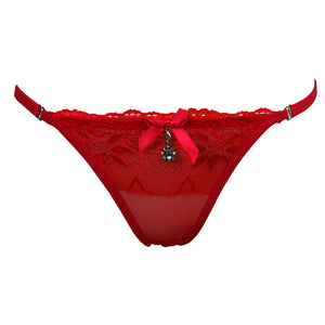 Importé - Culotte Strings En Dentelle Ouvert Entrejambe
