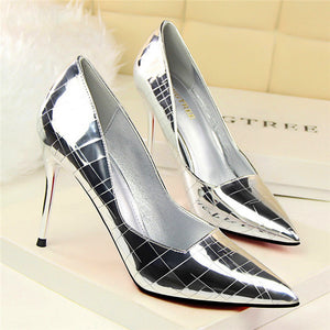 Importé - Sandales En Cuir Vernis et Talons Aigus A Effet Croco