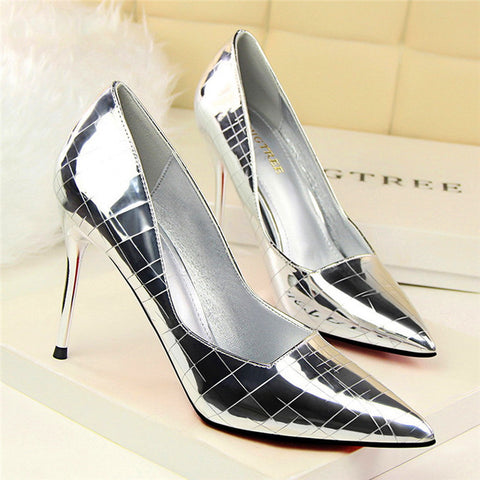 Importé - Sandales En Cuir Vernis et Talons Aigus A Effet Croco