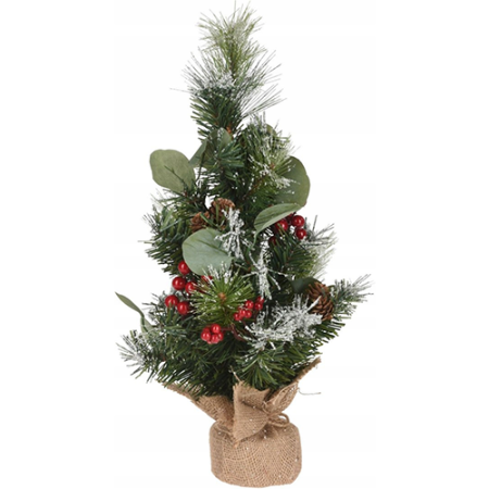 DECO NOEL-BOUQUET DE SAPIN DANS SAC EN JUTE-45CM