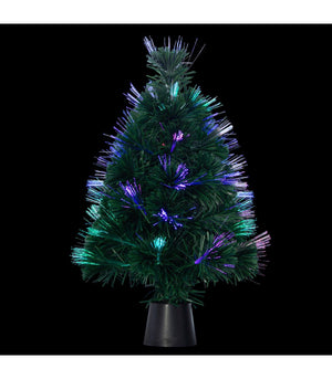 Sapin artificiel vert en fibre optique multicolore H 45 cm