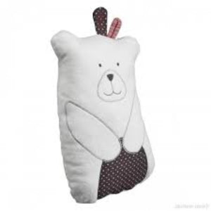 Coussin Déco Ours Timouki – Blanc – 18x30x10