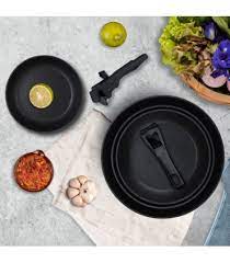 BERGNER Manche Amovible Ergonomique Click & Cook – Acier Inox Renforcé, Résistant Chaleur, Noir – Compatible Poêles & Casseroles Amovibles
