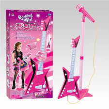 Guitare Electrique +Microphone Rocking Girl-Rose