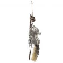 Décoration a suspendre écureuil sur sur branche-44cm-marron-blanc paillete